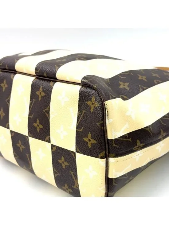 Louis Vuitton Neverfull MM Monogram Leather Brown White Tote Gold - Picture 14 of 15